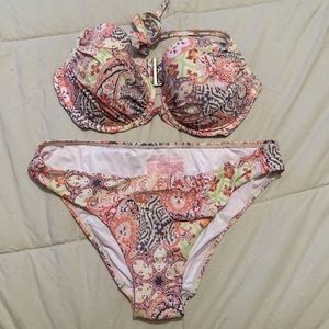 Victoria’s Secret Paisley Bikini 34DD & L bottoms